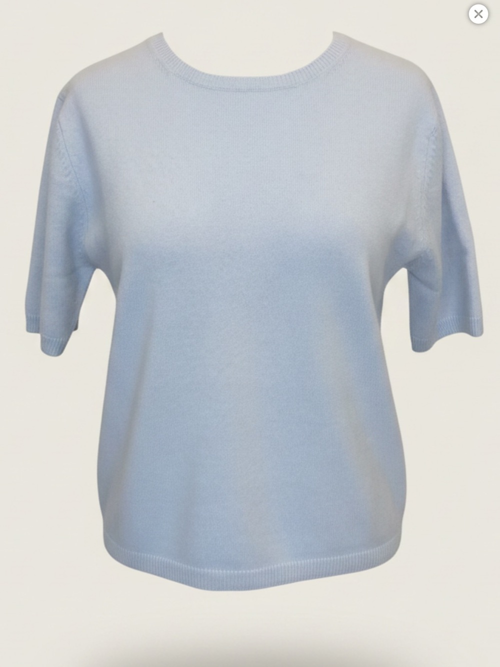 Mendocino Light Blue Short Sleeve Knit Cashmere Tee